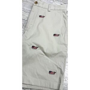 Vineyard Vines Khaki Shorts Men's Size 30 Whale American Flag All Over Print